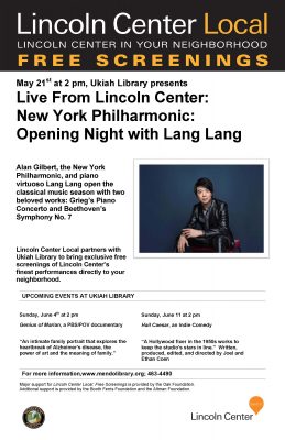 Movie Matinee: New York Philharmonic Opening Gala With Lang Lang