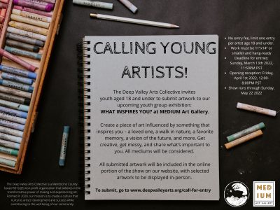 Call for Art Entries for “What Inspires You?” A Community Youth Art Exhibition