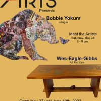 WCA presents stamp collages of Bobbie Yokum and fine furniture by Wes-Eagle-Gibbs